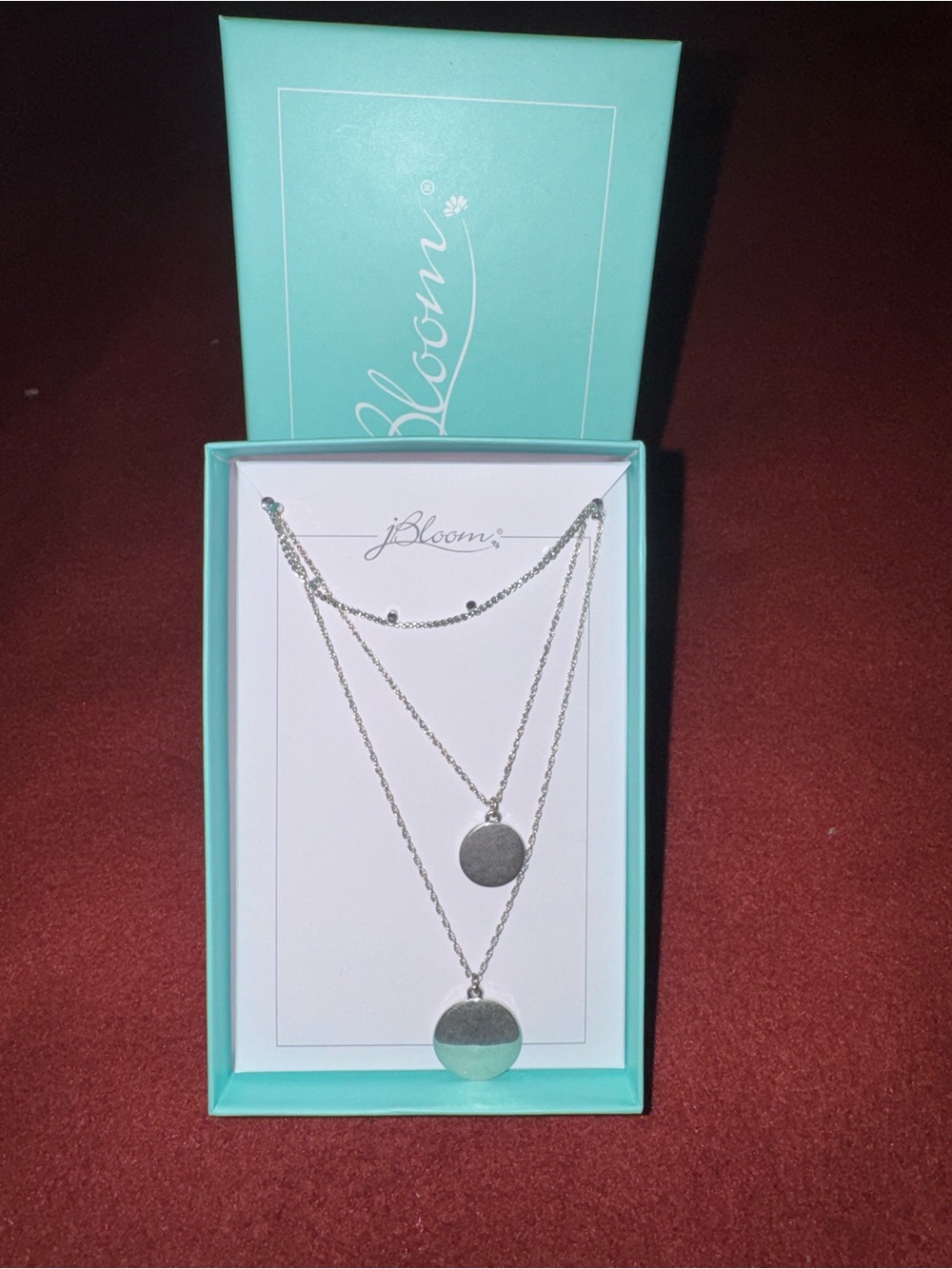 jBloom Three-in-One Silver Disc Layered Necklace